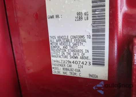 2009 Nissan Altima 2.5/2.5S from USA, damaged, VIN 1N4AL21E29N407423